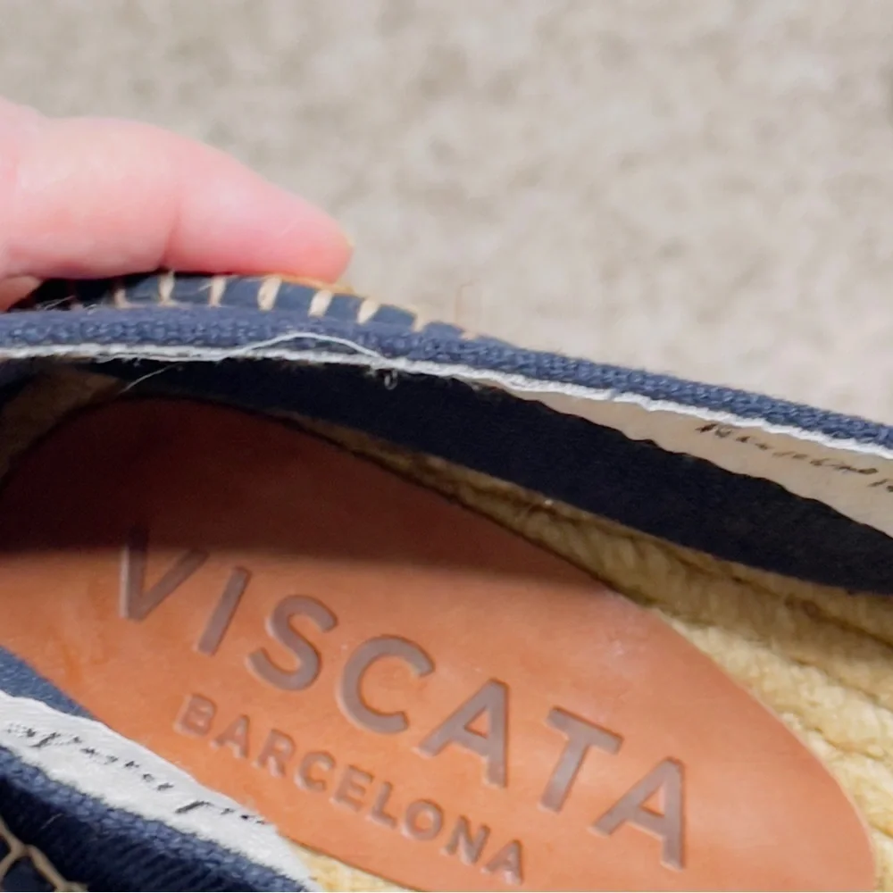 Viscata Barcelona Womens Espadrille Flats Size 11 Navy Canvas Slip On Shoes New